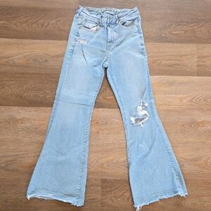American Eagle Outfitters Light Blue Flare Jeans Next Level Stretch